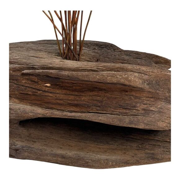 Mid-Century Modern Brutalist Copper & Driftwood Kinetic Mushroom Sculpture Brown - Picture 11 of 12